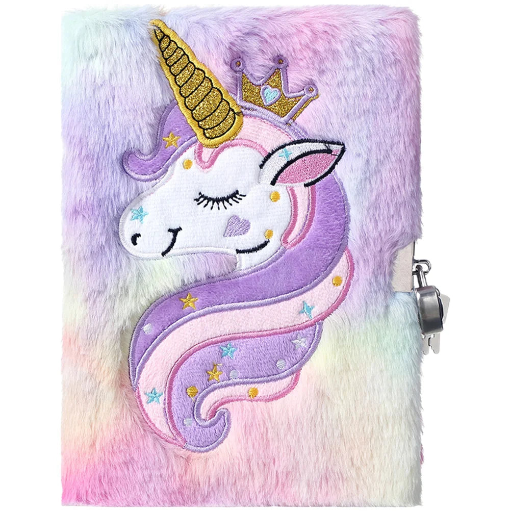 Journal Intime Licorne Journal Intime Draeger Licorne - Peluche Blanche - Cadenas Et Clés - 14x19cm Journal Secret Fille